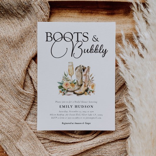 Boots und Bubbly Western Bridal Dusche Einladung