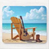 Boots und Gitarre am Strand Mousepad (Vorne)