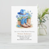 Boots- und Hat Baby-Dusche Einladung (Stehend Vorderseite)