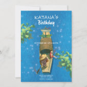 Bootsanime Sommerabenteuer Blaues Wasser Einladung (Vorderseite)