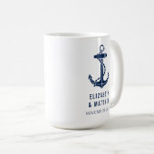 Bootsanker Navy Blau Strandhochzeit Benutzerdefini Kaffeetasse (VorderseiteRechts)