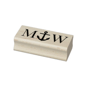 Bootsanker-Paar-Hochzeit 2 Anfangsbuchstaben Monog Gummistempel