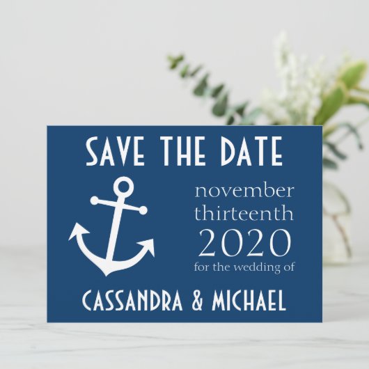 Bootsanker Save the Date (Dunkelblau) (Stehend Vorderseite)