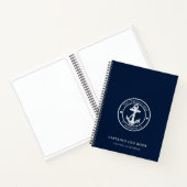 Bootsanker und Name Navy Blau Kapitäns Logbuch Notizblock (Innenseite)