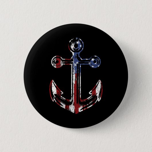 Bootsanker USA Amerikanische Flagge 4. Juli Button (Vorderseite)