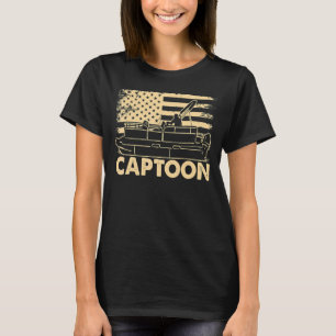 Bootsanleger Captoon Pontoon Captain Boat Lake US T-Shirt