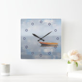 Bootsanlegestelle und Foto-Wandsperre Quadratische Wanduhr (Zuhause)