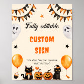 Bootschwarze Katze Halloween-Party Tafelzeichen Poster (Vorne)