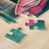 Bootsdock am Meer mit Ruderboot und Schatz Puzzle (Seite)