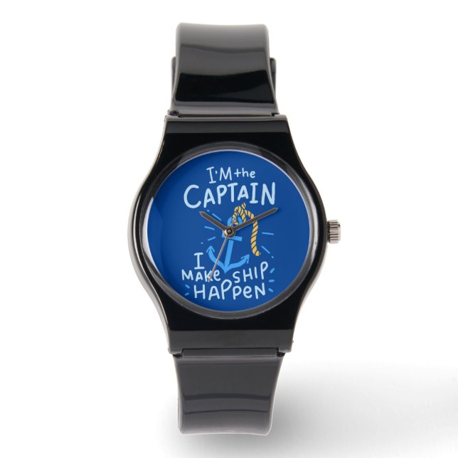 Bootsfahren - Ich bin der Kapitän Armbanduhr (Vorderseite)