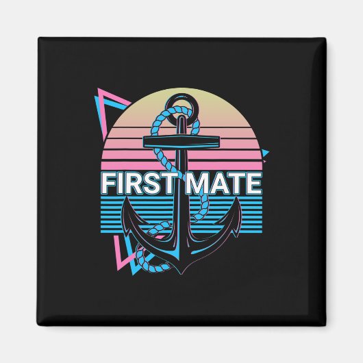 Bootsfahren Retro Erster Maat  Magnet (Vorne)