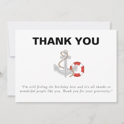 Bootsfahrt Geburtstagsparty Dankeskarte (Vorderseite)