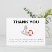 Bootsfahrt Geburtstagsparty Dankeskarte (Stehend Vorderseite)