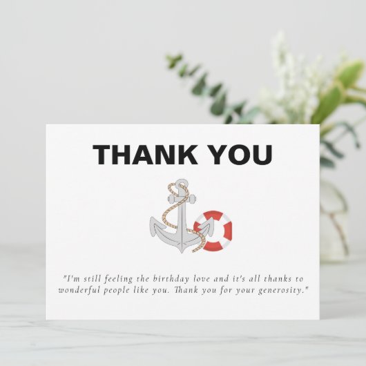 Bootsfahrt Geburtstagsparty Dankeskarte (Stehend Vorderseite)
