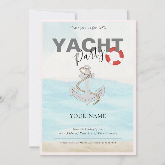 Bootsfahrt Geburtstagsparty Einladung (Vorderseite)