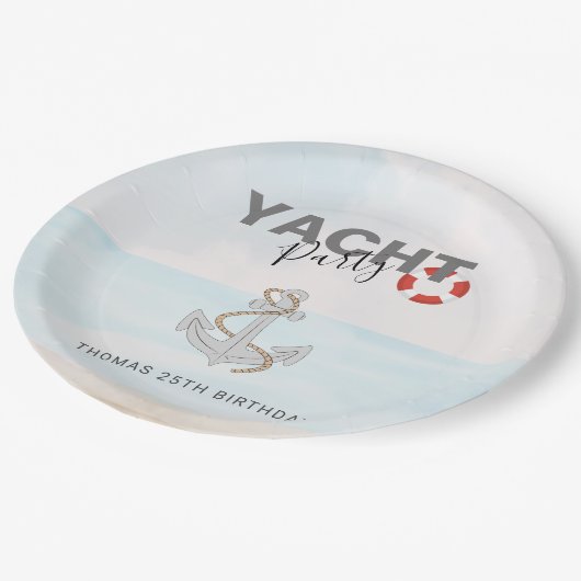 Bootsfahrt Geburtstagsparty Pappteller (Schrägansicht)