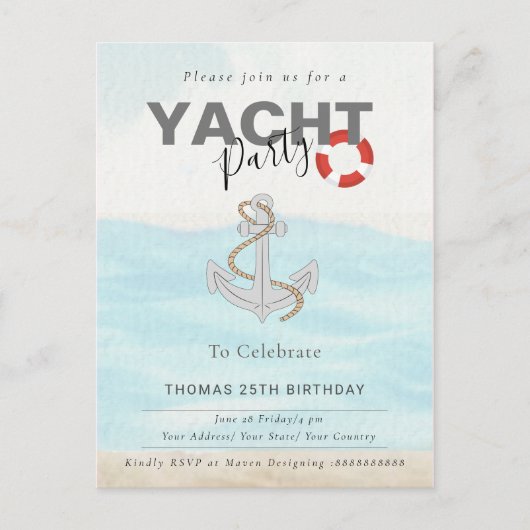 Bootsfahrt Geburtstagsparty Postkarte (Vorderseite)