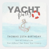 Bootsfahrt Geburtstagsparty Quadratischer Aufkleber (Vorderseite)