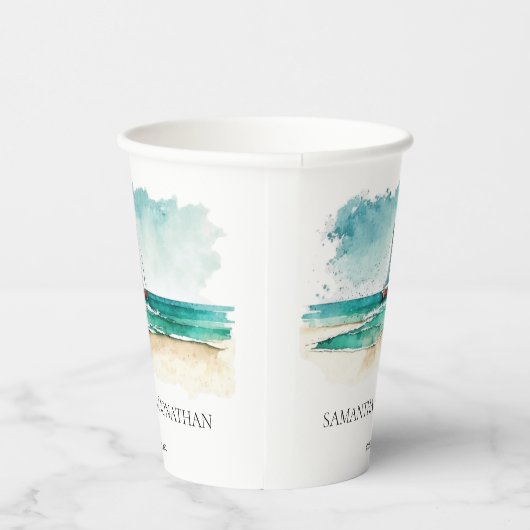 Bootsfahrt mit minimalistischer Wasserfarbe Pappbecher (Rechts)