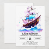 Bootsfarbe Fun Pirate Geburt Einladung (Vorne/Hinten)