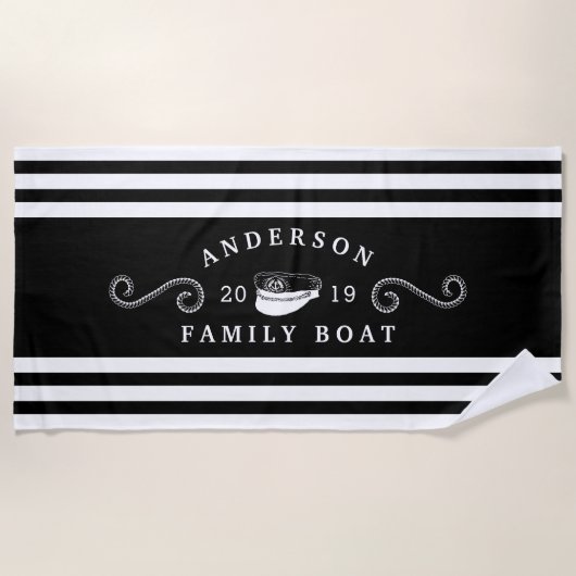 Bootsführer der Schwarz-Weiß-Familie Strandtuch (Vorderseite)