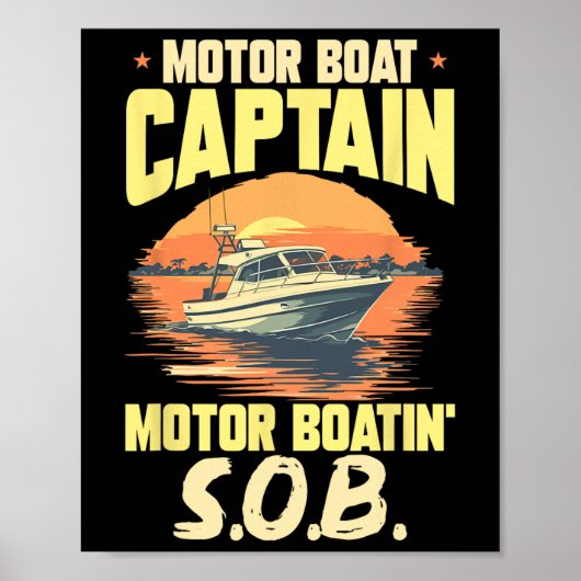 Bootsführer Motorboot Kapitän Motorboot Poster (Vorne)