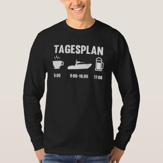 Bootsführer Rudder Daily Plan Schiffbier T-Shirt (Vorderseite)