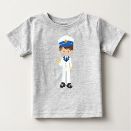 Bootsführer, Skipper, Braunhaar, Niedlicher Junge Baby T-shirt