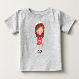 Bootsführer, Skipper, Braunhaar, Niedliches Mädche Baby T-shirt