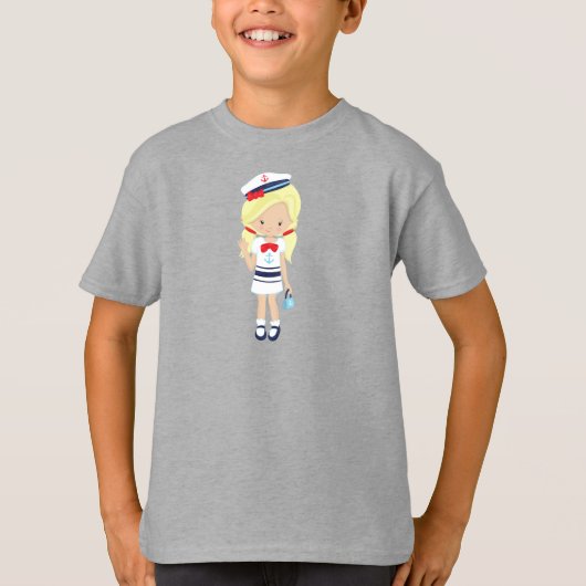 Bootsführer, Skipper, Niedliches Mädchen, Blonde H T-Shirt (Vorderseite)