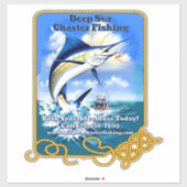 Bootsgeschäft für den Sportfischfang im Meer Aufkleber (Blatt)