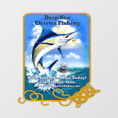 Bootsgeschäft für den Sportfischfang im Meer Fensteraufkleber (Blatt)