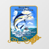 Bootsgeschäft für den Sportfischfang im Meer Fensteraufkleber (Blatt)