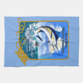 Bootsgeschäft für den Sportfischfang im Meer Geschirrtuch (Horizontal)