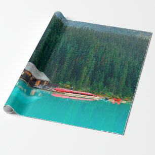 Bootshaus am Lake Louise im Banff National Park,  Geschenkpapier