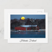 Bootshaus aus rotem Holz in Helsinki, Finnland, Po Postkarte (Vorne/Hinten)