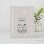 Bootshelm Faux-Prägung Elegant QR-Code Hochzeit Einladung (Stehend Vorderseite)