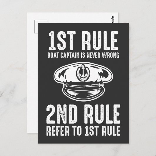 Bootskapitän Funny Rules Fisherman Sailor Postkarte (Vorne/Hinten)
