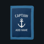 Bootskapitän-Marineblauseeankergewohnheitsmänner Trifold Geldbörse<br><div class="desc">Kundenspezifisches Marineblau- und weißesseeankerboot captain Geldgeldbörse für Männer. Personalisierter Zusatz mit Schiffsankerlogo. Seezusätze für Seemann- und Segelnenthusiasten. Kundengerechte Farbe. Cooles Weihnachts-, Vatertags-, Hochzeits- oder Geburtstags-Partygeschenk für Freunde, Sohn, Vati, Vater, Ehemann, Bruder, Onkel, Großvater, Hochzeitsbräutigam etc. Machen Sie Ihre eigene einzigartige Bootfahrt oder yachting Geschenk. Moderne Typografieschablone. Auch nett als Jachthafenfirmenpersonal,...</div>
