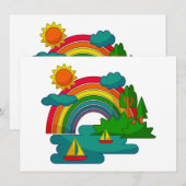 Bootslandschaft unter Sonnenwolken und Regenbogen (Vorne/Hinten)