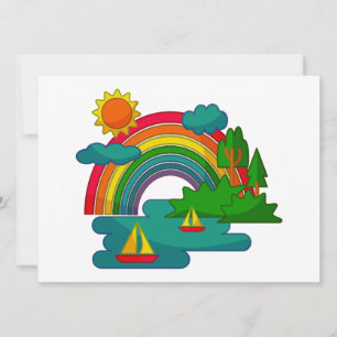 Bootslandschaft unter Sonnenwolken und Regenbogen