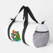 Bootslandschaft unter Sonnenwolken und Regenbogen Duffle Bag (Rechte Ecke)