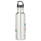 Bootslandschaft unter Sonnenwolken und Regenbogen Edelstahlflasche (Rückseite)