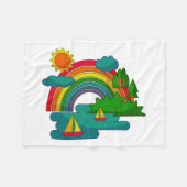 Bootslandschaft unter Sonnenwolken und Regenbogen Fleecedecke (Vorderseite (Horizontal))