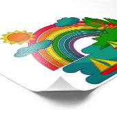 Bootslandschaft unter Sonnenwolken und Regenbogen Fotodruck (Ecke)