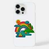 Bootslandschaft unter Sonnenwolken und Regenbogen iPhone Hülle (Rückseite)