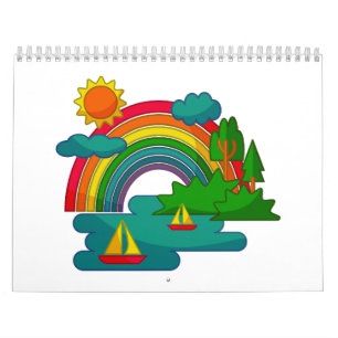 Bootslandschaft unter Sonnenwolken und Regenbogen Kalender