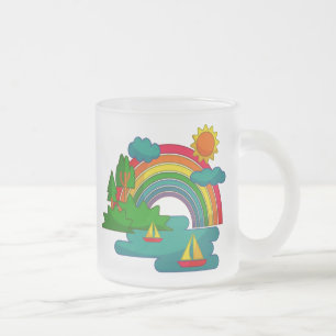 Bootslandschaft unter Sonnenwolken und Regenbogen Mattglastasse