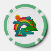 Bootslandschaft unter Sonnenwolken und Regenbogen Pokerchips (Rückseite)