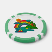 Bootslandschaft unter Sonnenwolken und Regenbogen Pokerchips (Einzeln)